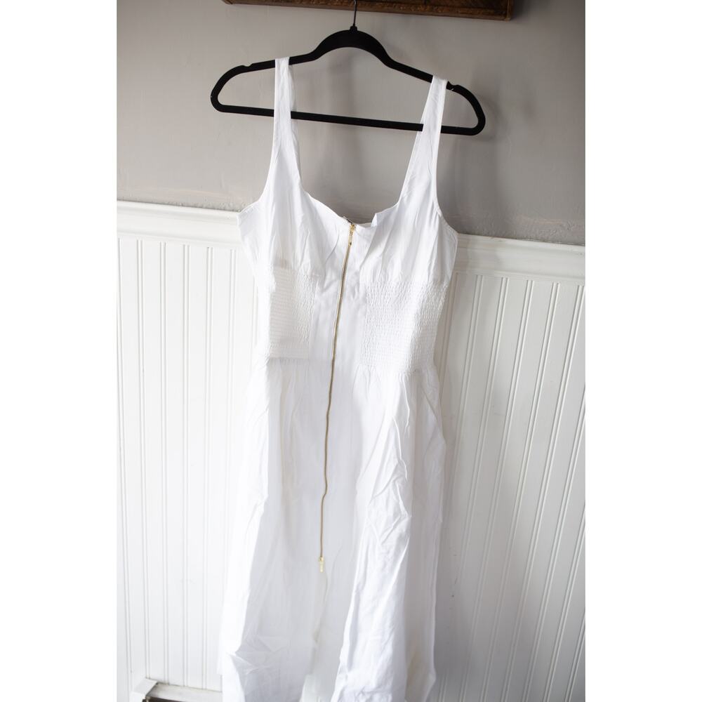 Anthropologie Tommie Sleeveless Scoop-Neck Smocked Front-Zip Shirt Dress Medium - Picture 3 of 6